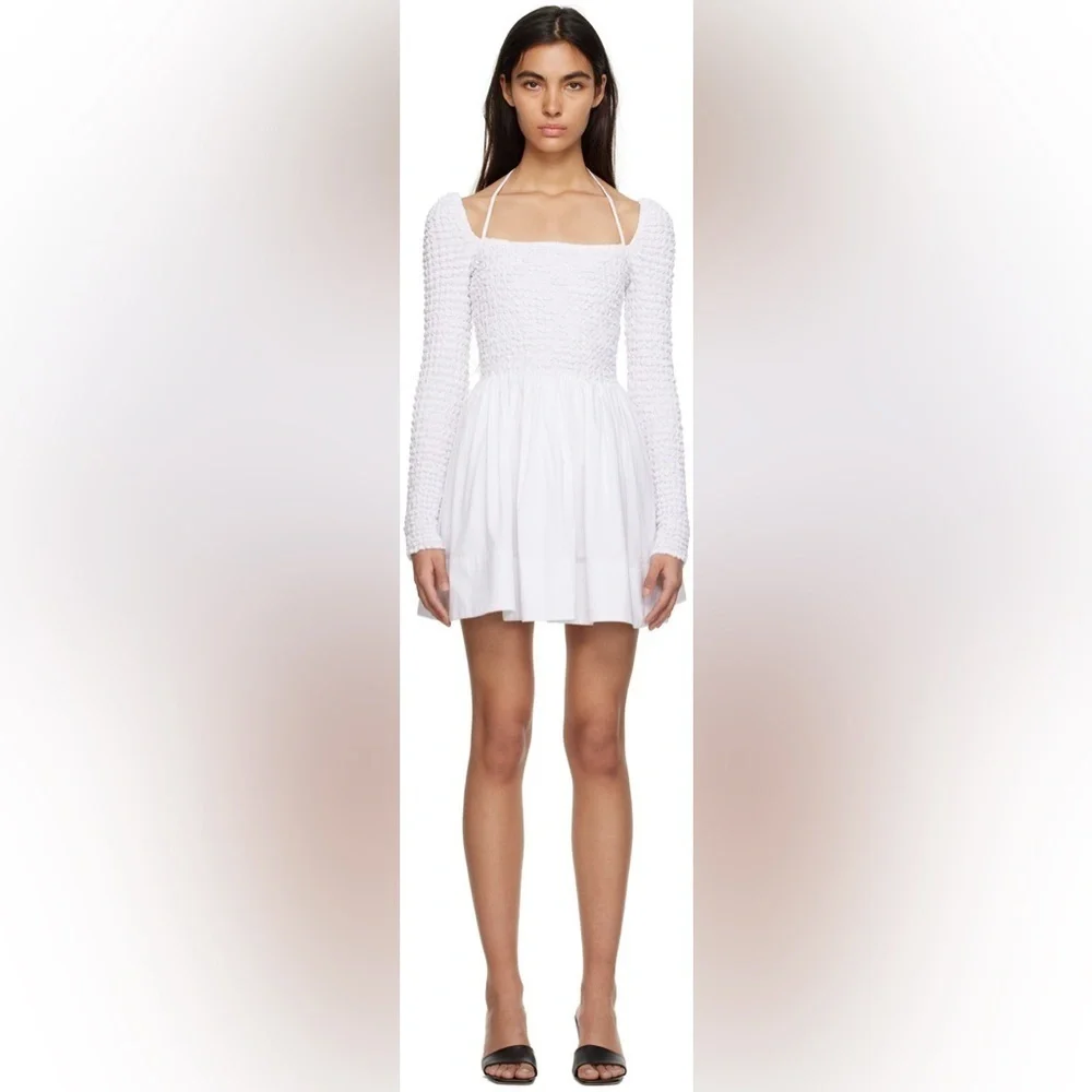 STAUD Cassidy shirred cotton-poplin mini dress B1960